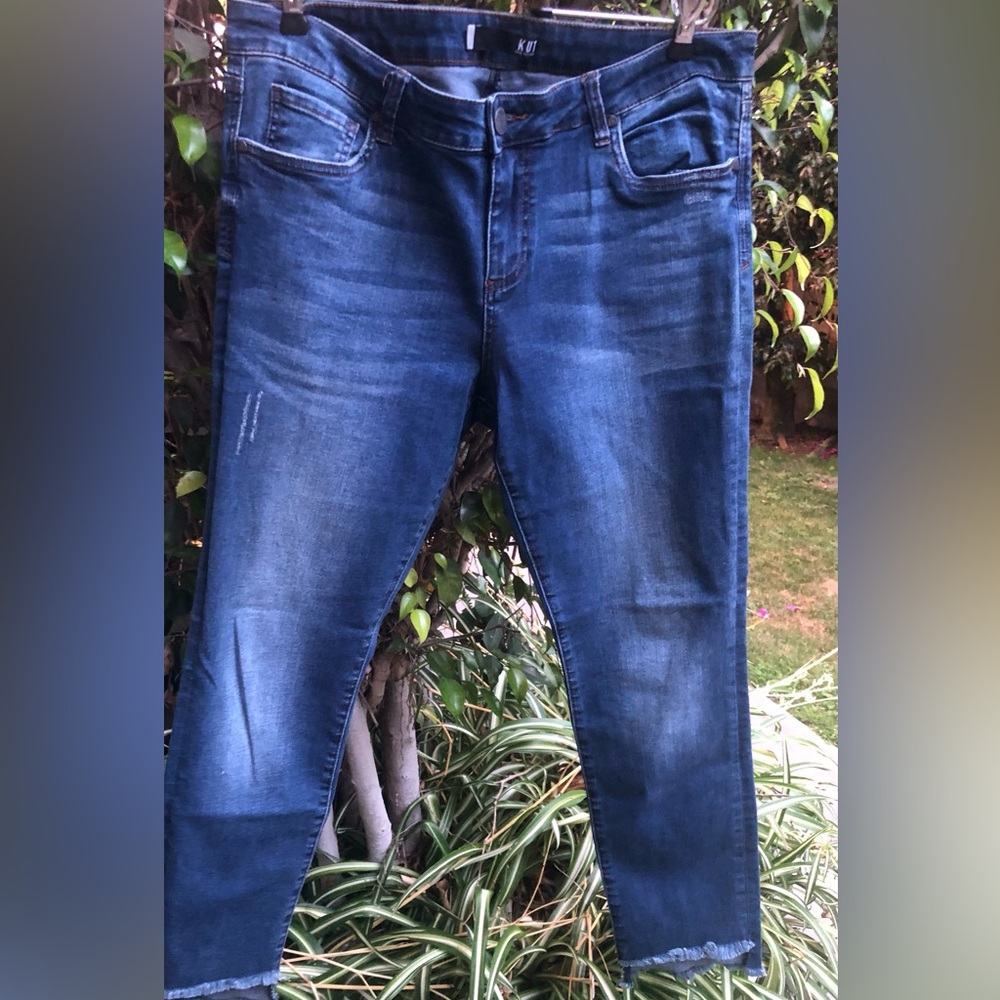 🤩 KUT FROM THE KLOTH SKINNY JEANS W/ H/L RAW HEM! SZ 12 😎